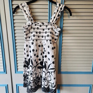 Black & White Floral Smocked Children's Dress